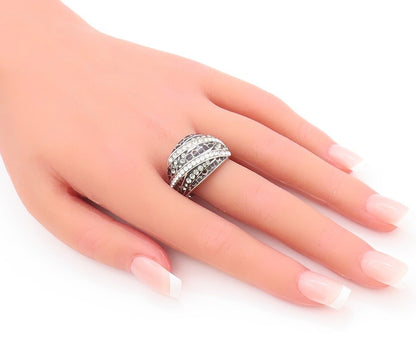 925 Sterling Silver Vintage Ring DAVID SIGAL Snake Skin & CZ  Sz 10.5  RG28276