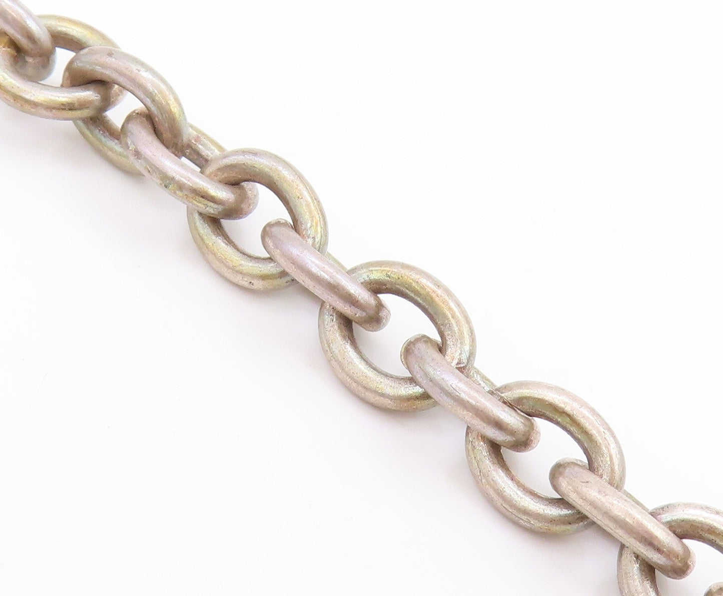 925 Sterling Silver Vintage Necklace Toggle Clasp Spherical Bead Chain  NE4678