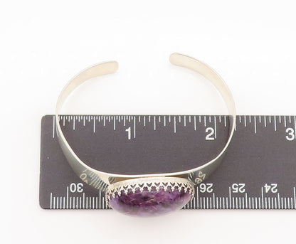 DTR JAY KING 925 Silver  Vintage Minimalist Charoite Cuff Bracelet  BT10009