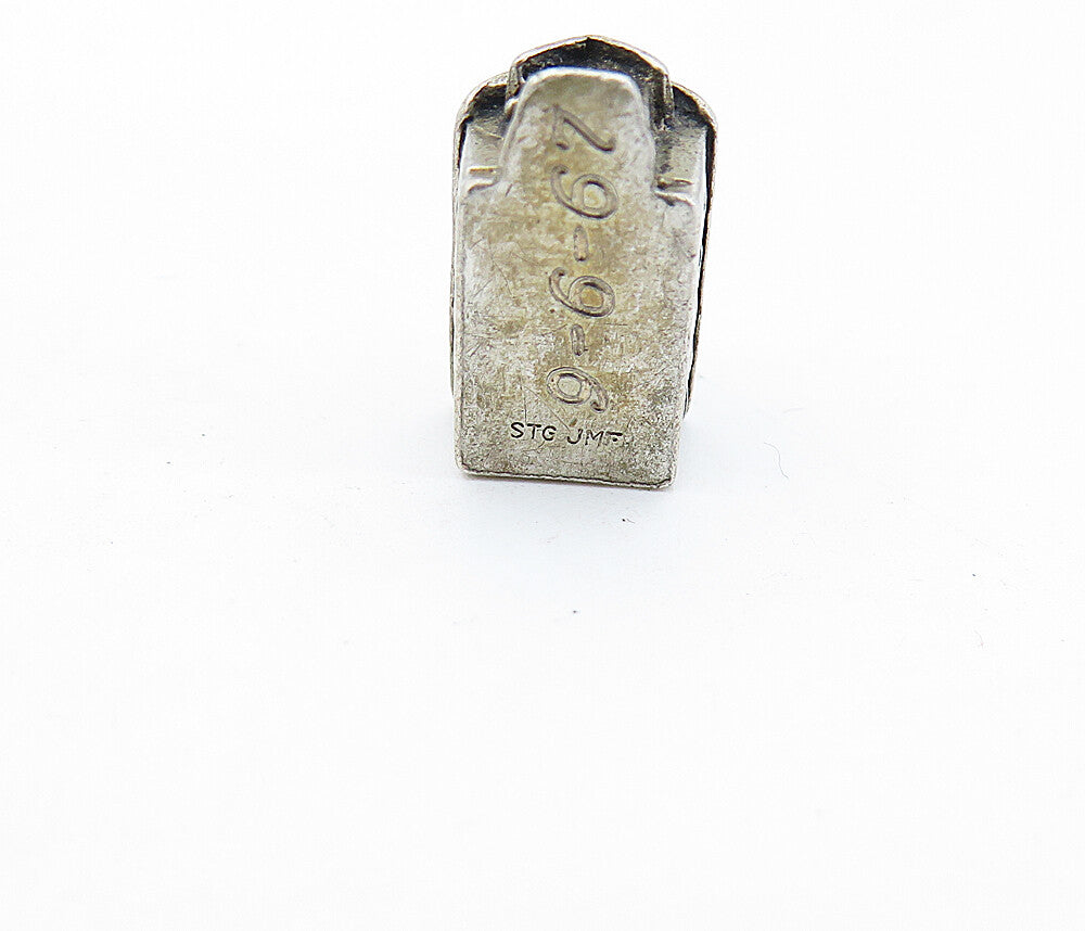 925 Sterling Silver  Vintage Petite Dark Tone Church House Pendant  PT4363