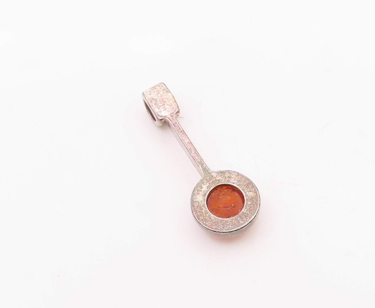 925 Sterling Silver Vintage Cabochon Baltic Amber Linear Drop Pendant PT21426