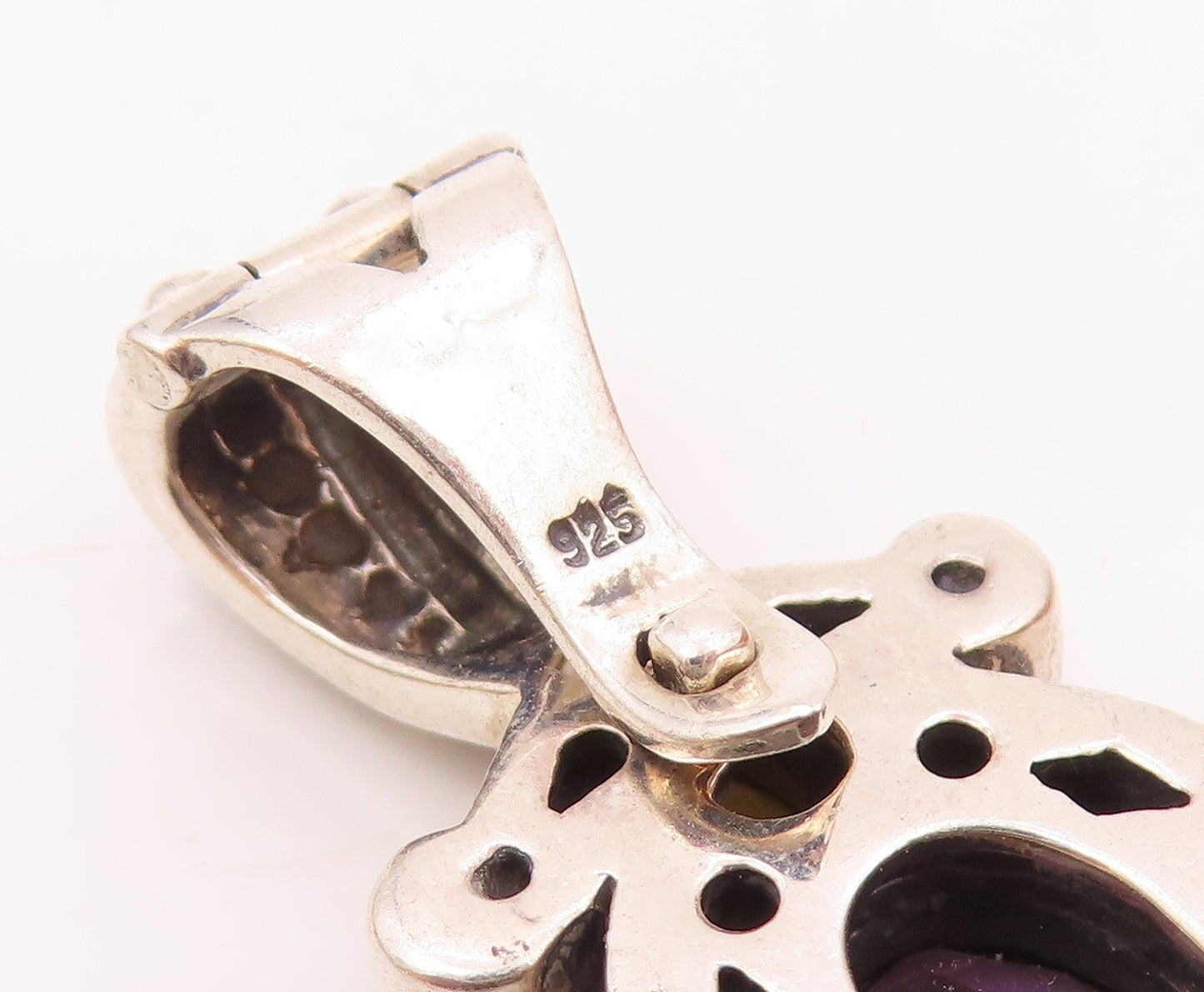 925 Sterling Silver  Vintage Amethyst & Citrine Bubble Bail Pendant  PT15939