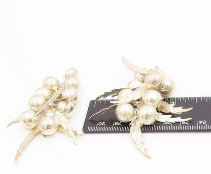 925 Sterling Silver Vintage Earrings Modernist Floral Grapes Cluster  EG13759