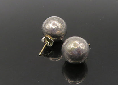 925 Sterling Silver & 14K GOLD  Vintage Shiny Sphere Stud Earrings  EG11275