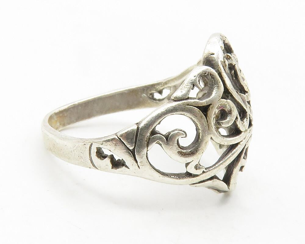 925 Sterling Silver  Vintage Shiny Swirl Vine Dome Band Ring Sz 6  RG11874
