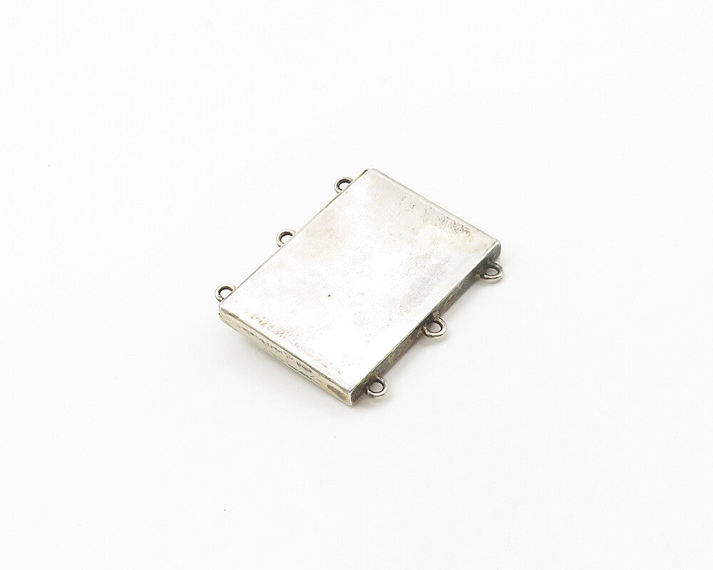 925 Sterling Silver  Vintage Etched Cross Detail Square Necklace Clasp  TR2384