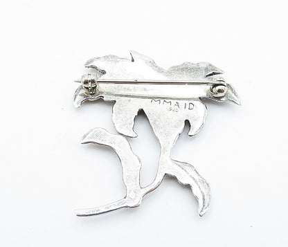 MMA 925 Sterling Silver  Vintage Mother Of Pearl Flower Brooch Pin  BP2828