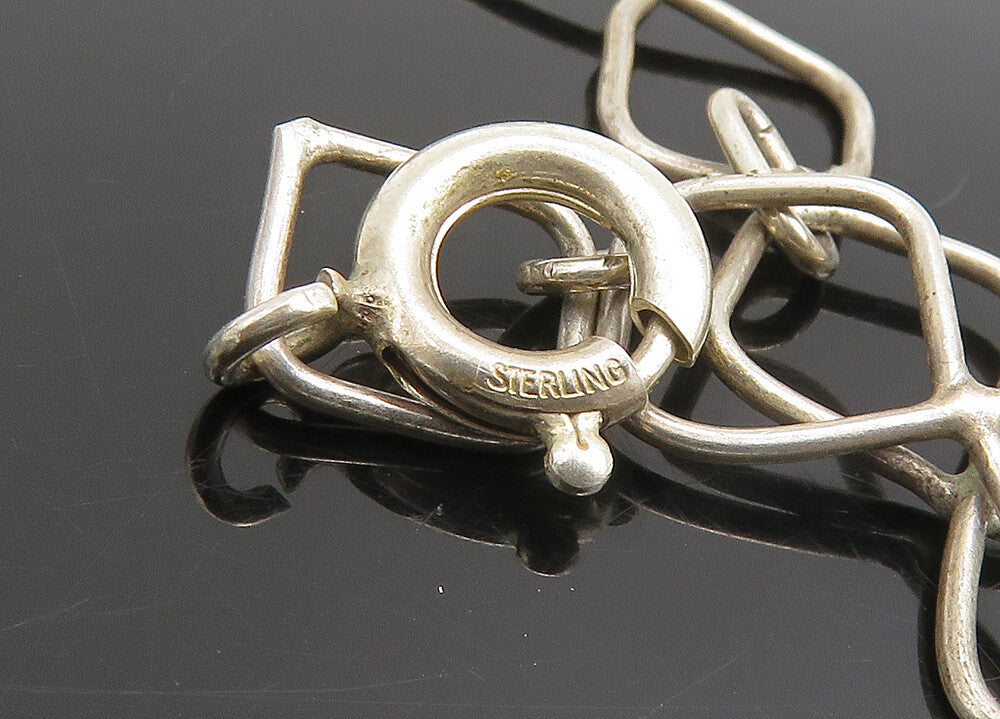 925 Sterling Silver  Vintage Two Tone Square Link Chain Necklace  NE3746