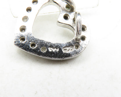 925 Sterling Silver  Genuine Diamonds Petite Open Love Heart Pendant  PT10273