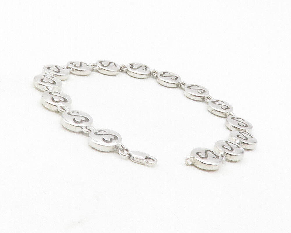 925 Sterling Silver  Shiny Cutout Infinity Love Heart Chain Bracelet  BT4735