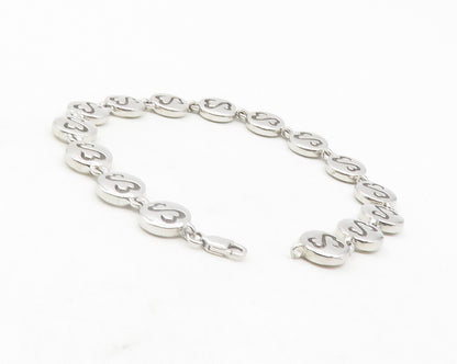 925 Sterling Silver  Shiny Cutout Infinity Love Heart Chain Bracelet  BT4735