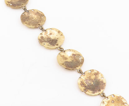 925 Sterling Silver Vintage Bracelet Gold Plated Etched Circular Link  BT11682