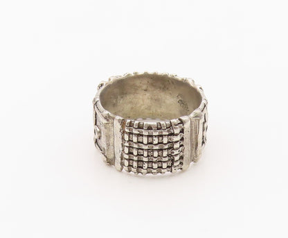 925 Sterling Silver Vintage Ring Textured Woven Statement Band  Sz 6  RG36406