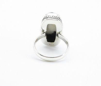 925 Sterling Silver  Cabochon Black & White Jasper Cocktail Ring Sz 8  RG8211