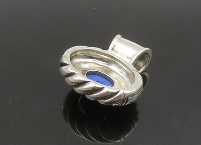 925 Sterling Silver  Vintage Cabochon Lapis Lazuli Oval Swirl Pendant  PT19327