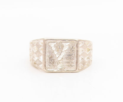925 Sterling Silver Vintage Ring Etched Initial Y Monogram Band  Sz 11  RG34904