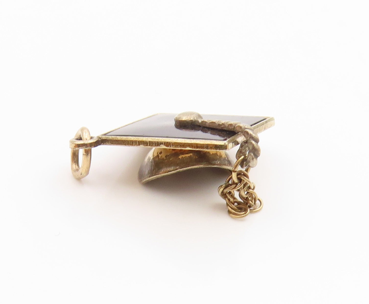 925 Sterling Silver  Vintage Black Onyx Graduation Cap Motif Pendant  PT18972