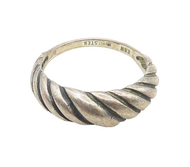 KABANA 925 Sterling Silver Vintage Dark Tone Twist Dome Band Ring Sz 6 RG18073