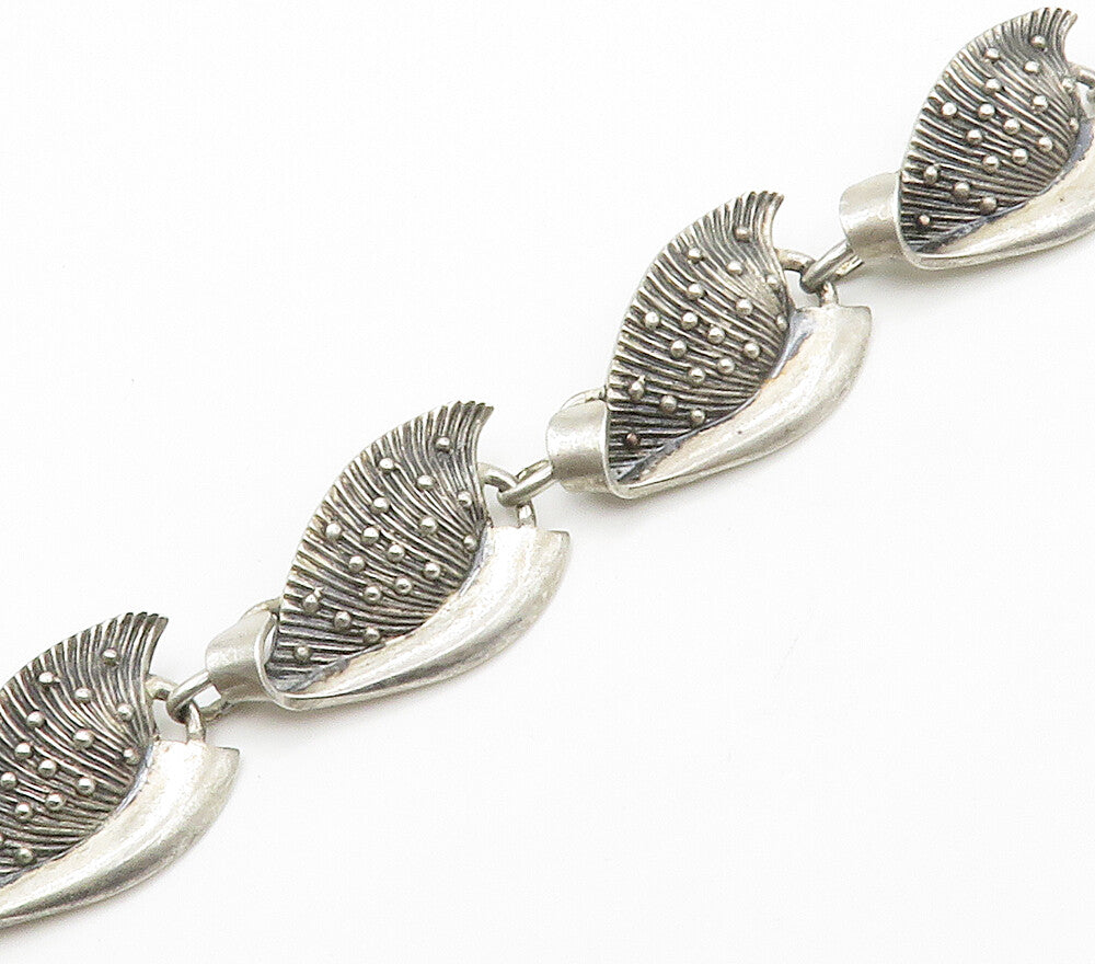 DANECRAFT 925 Sterling Silver  Vintage Floral Leaf Motif Chain Necklace NE2503