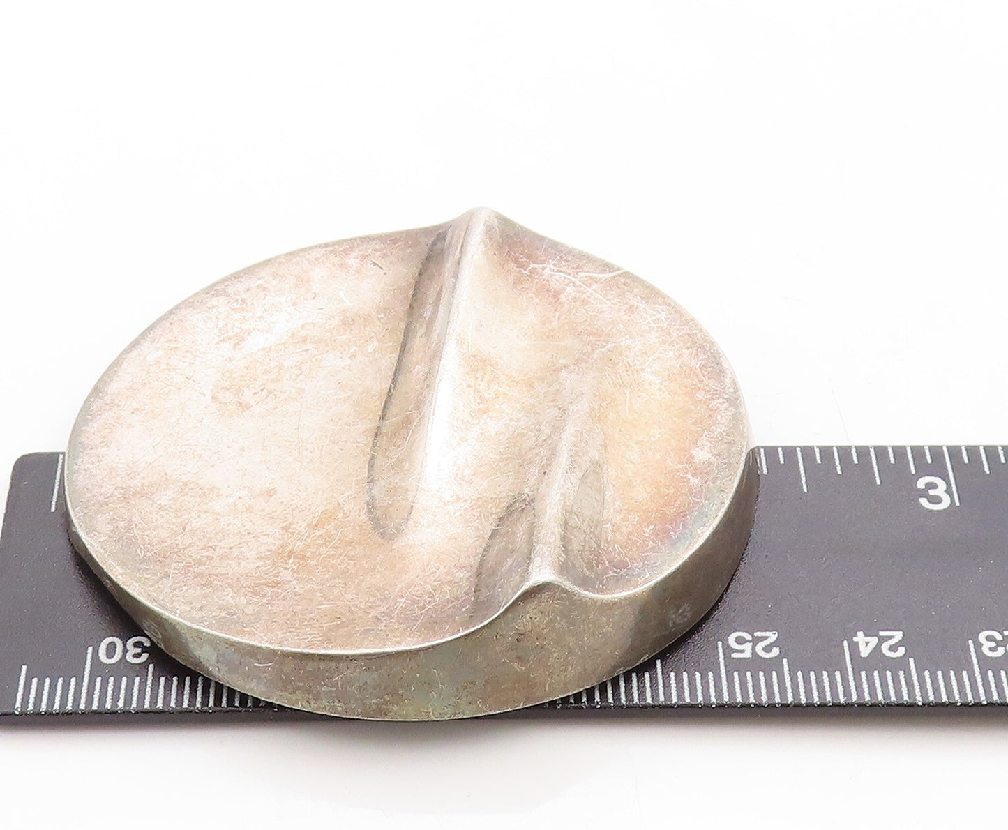 925 Sterling Silver Vintage Brooch Pin SWEDEN Brutalist Design Carved  BP11350