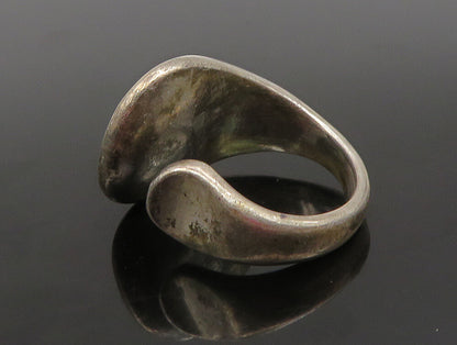 925 Sterling Silver  Vintage Unique Minimalist Concave Wrap Ring Sz 7  RG25269