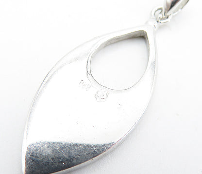 925 Sterling Silver  Inlaid Fire Opal Pattern Pointed Oval Pendant  PT5697