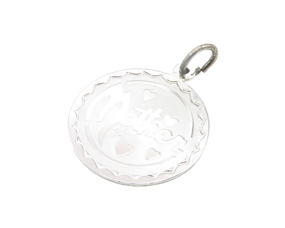 925 Sterling Silver  Vintage Shiny Happy Birthday Mother Etched Pendant PT8592