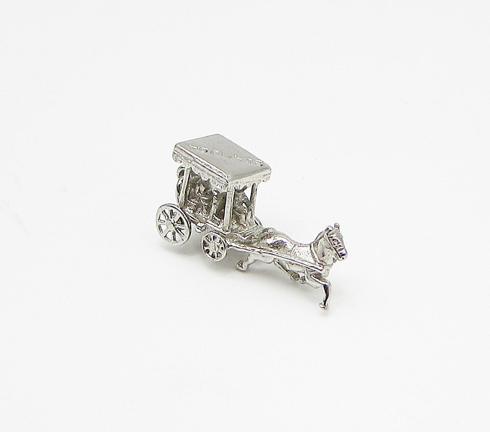 925 Sterling Silver  Bermuda Horse & Carriage Ride Charm Pendant  PT2248