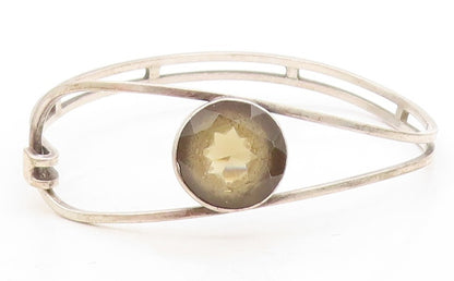 ISRAEL 925 Sterling Silver  Vintage Faceted Topaz Hook Bangle Bracelet  BT2694