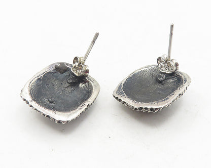 925 Sterling Silver  Vintage Black Onyx Swirl Pattern Drop Earrings  EG6091