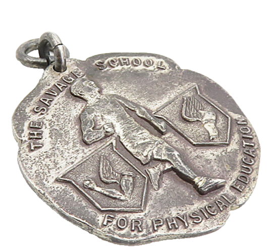 925 Sterling Silver  Vintage Antique The Savage School Medal Pendant  PT6421