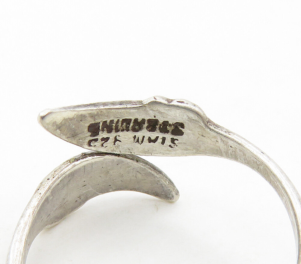 SIAM 925 Sterling Silver  Vintage Enamel Dancers Bypass Ring Sz 5  RG17011