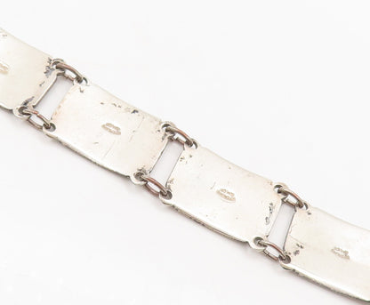 BMCO 925 Silver  Vintage Nassau Carved Landscape Souvenir Bracelet  BT10142