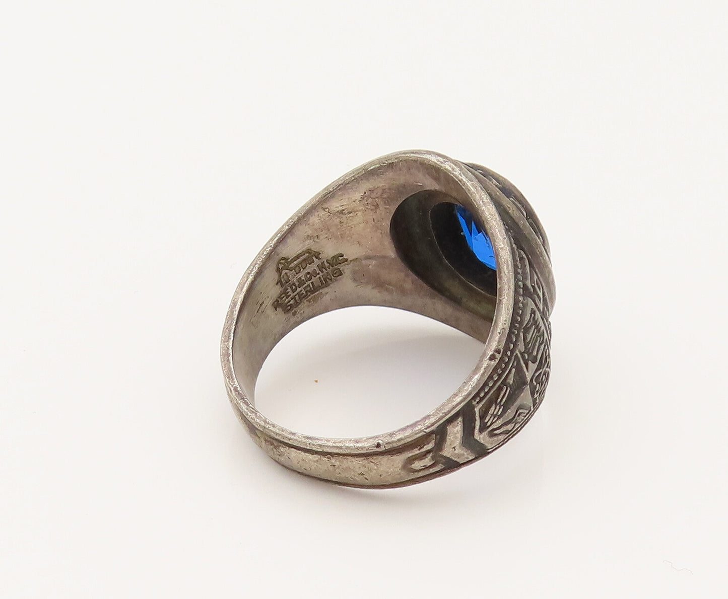 REED & CO. 925 Sterling Silver Vintage Glendale JHS Sapphire Ring Sz 8.5 RG26501