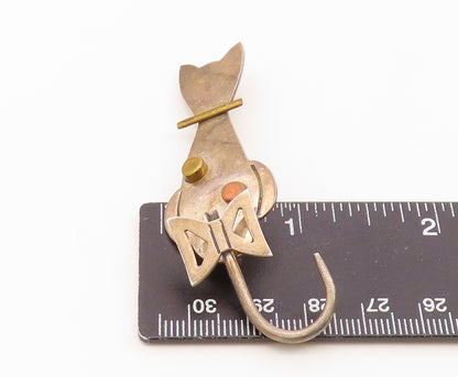 MEXICO 925 Silver  Vintage Two Tone Sitting Cat Brooch Pin (WAGS)  BP7365
