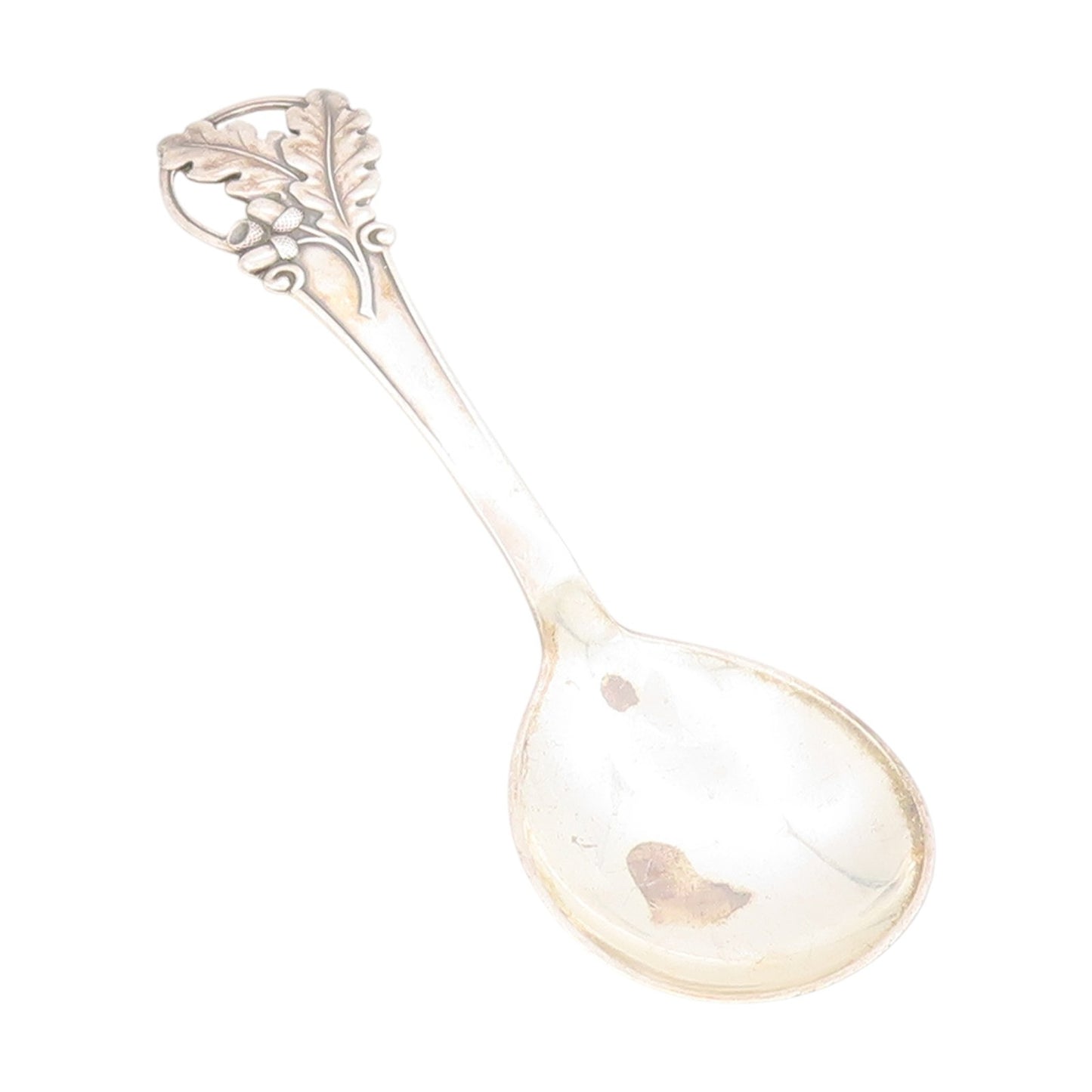 925 Sterling Silver Vintage Tea Caddy COHR DENMARK Leaves Motif Spoon  TR4022