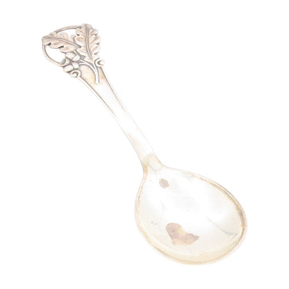 925 Sterling Silver Vintage Tea Caddy COHR DENMARK Leaves Motif Spoon  TR4022