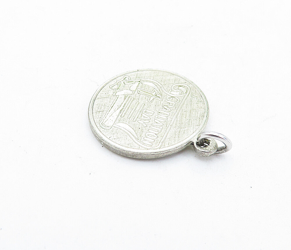 925 Sterling Silver  Vintage Etched Graduation Day Diploma Pendant  PT4659