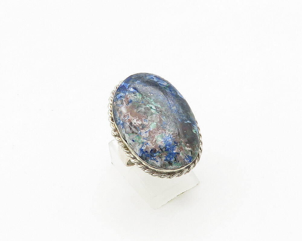 MEXICO 925 Sterling Silver  Vintage Sodalite Twist Cocktail Ring Sz 8  RG18461