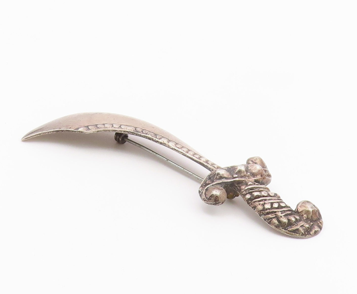 925 Sterling Silver  Vintage Antique Dagger Sword Motif Brooch Pin  BP4578