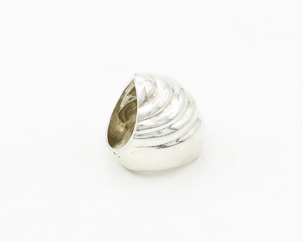 MEXICO 925 Sterling Silver  Vintage Shiny Fluted Dome Band Ring Sz 6  RG17385