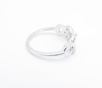 925 Sterling Silver  Topaz Open Pretzel Knot Polished Band Ring Sz 7  RG6864