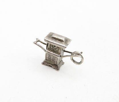 925 Sterling Silver  Vintage Petite Dark Tone Etched Detail Pendant  PT6801
