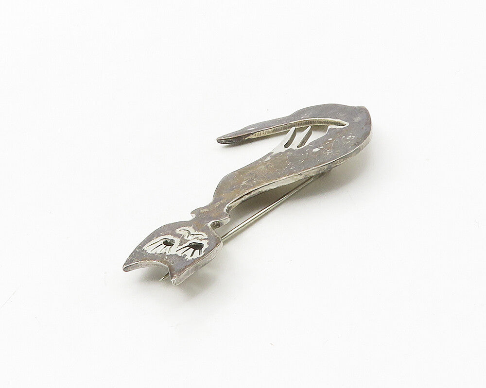 MEXICO 925 Sterling Silver  Vintage Dark Tone Sitting Cat Brooch Pin  BP7270
