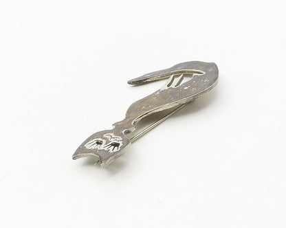 MEXICO 925 Sterling Silver  Vintage Dark Tone Sitting Cat Brooch Pin  BP7270