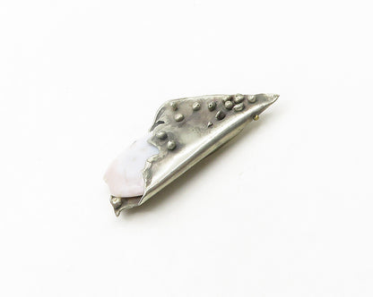 925 Sterling Silver  Vintage Agate Modernist Sculpted Brooch Pin  BP7484