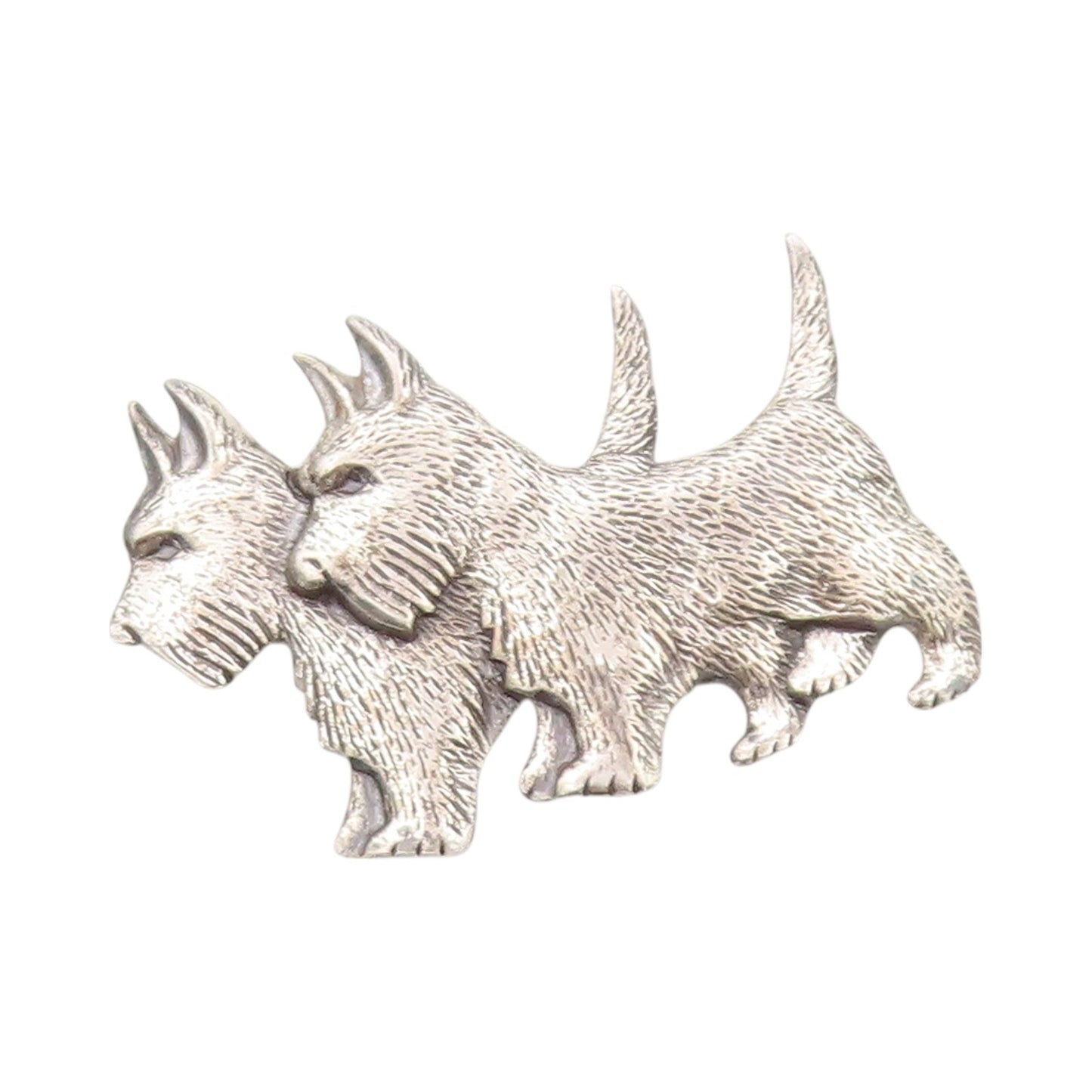 925 Sterling Silver Vintage Brooch BEAU Cutout Twin Scottie Dogs  BP11608