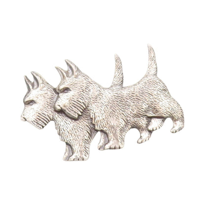 925 Sterling Silver Vintage Brooch BEAU Cutout Twin Scottie Dogs  BP11608