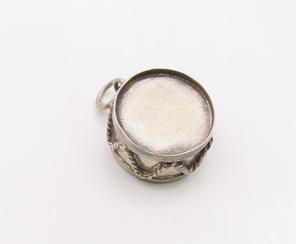 925 Sterling Silver  Vintage Twisted Rope Marching Drum Pendant  PT20202