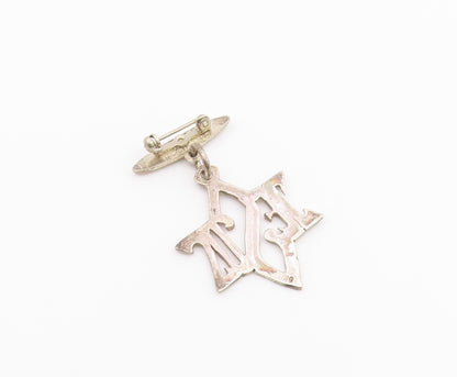 925 Sterling Silver  Vintage Shiny Diamond Cut Jesus Brooch Pin  BP8584
